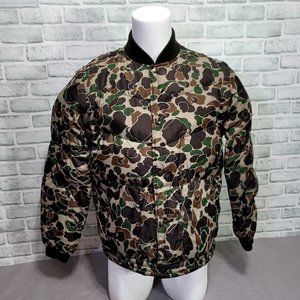 Vintage Camel Goose Down Camo Puffer‎ Hunting Jacket Vest Removable Sleeves
